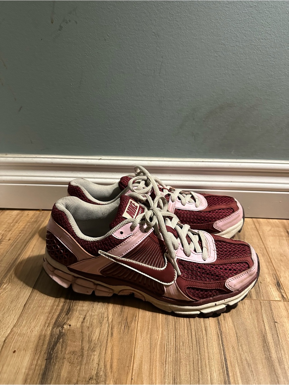 Nike Women’s Burgundy and Light Pink Mesh Sneakers